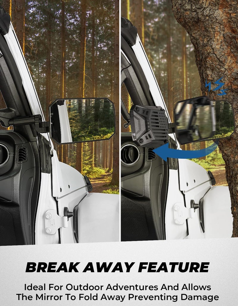 JOYTUTUS Mirrors Doors Off Compatible with 2018-2023 Wrangler JL/JLU & Gladiator JT, JL Side Mirrors with Ball Adapter, Wider View No Vibrate & Wobble (NOT FIT 2024-2026 Wrangler & Gladiator JT) - Image 4