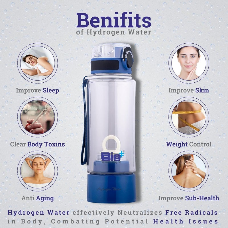 BioPlus HYDROGEN WATER Bottle |SPE-PEM Technology|1 Year Warranty| Platinum Titanium plates |Inhallation Feature| No Chlorine No Ozone Mixing| H2 > 1500 PPB | -ORP -750 mv| Purity 99.9% H2 | Health Benefit - Image 2