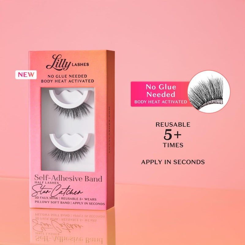 Lilly Lashes رموش ليلي ذاتية اللصق (رموش نصفية)، لا حاجة للصمغ، رموش تلتصق بحرارة الجسم، رموش ذاتية اللصق قابلة لإعادة الاستخدام حتى 5 مرات، سهلة التطبيق والإزالة (وايلد تشايلد) - Image 3