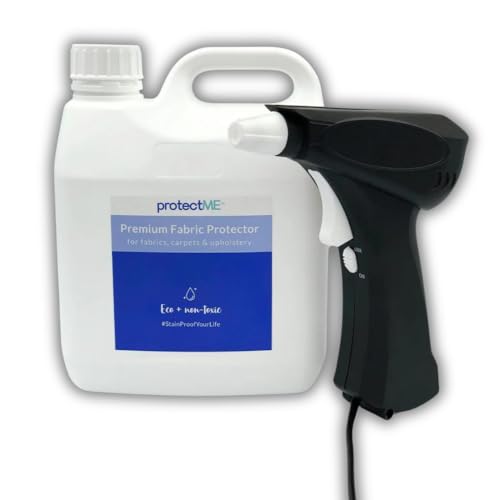 protectME Fabric Protector and Stain Resistant Spray - Upholstery Fabric Spray for Stain Guard for Carpet, Shoes, Couch, Sofa - Non Toxic Water Based Furniture Protector - 84.5 Fl. Oz. +Sprayer - Image 1