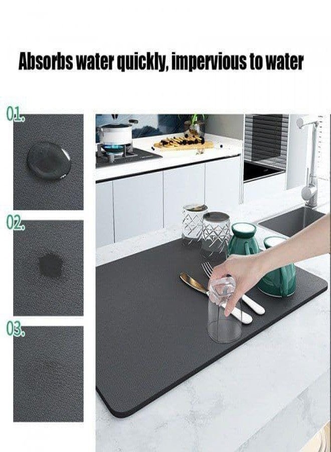 V TRIVYOM Dish Drying Mat for Kitchen, Water Absorbent Mat, Utensils Large Dry Mat for Kitchen, Drying Mat for Kitchen Place Mats (60x40 CM, Pack of 1) - Image 5