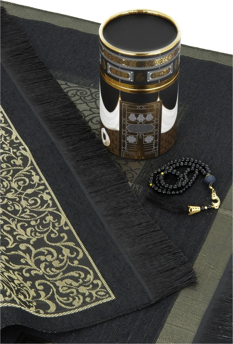 İhvan Online New Kabeli Special Cylinder Boxed Prayer Mat Set Black