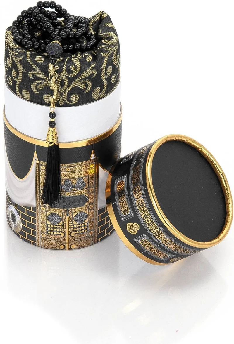 İhvan Online New Kabeli Special Cylinder Boxed Prayer Mat Set Black
