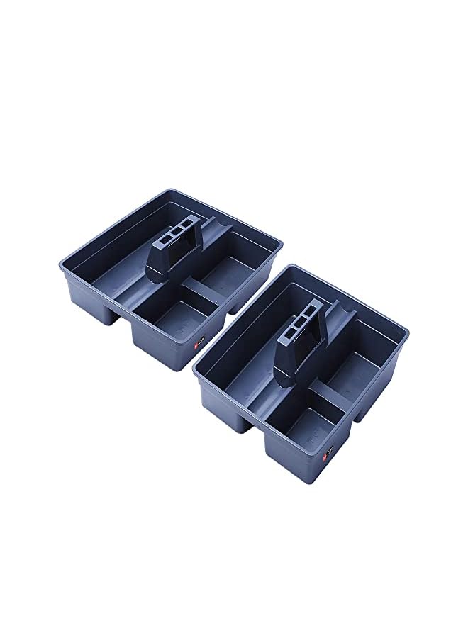 of 2 pcs] Hi-Care Caddy Carry Tray 3 Compartments Plastic Storage Tray With Portable Handle To Organize And Carry Tools, Cleaning Products Storage Organizers, Kitchen Organizers, And Storage  - Image 2