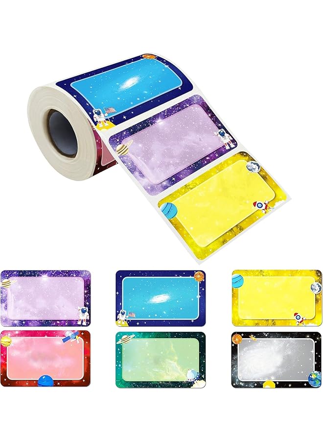 إيروريكس 300 قطعة من ملصقات الأسماء ذات الطابع المجري في 6 تصميمات بخط مثقب للمدرسة والمكتب والمنزل مقاس 3.5 بوصة × 2.2 بوصة لكل منها - Image 1