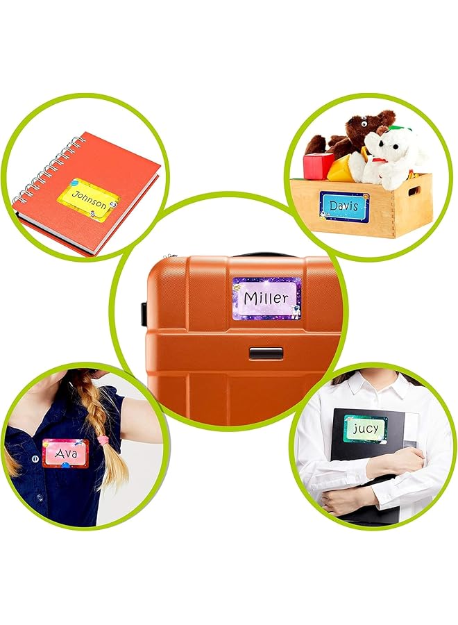 إيروريكس 300 قطعة من ملصقات الأسماء ذات الطابع المجري في 6 تصميمات بخط مثقب للمدرسة والمكتب والمنزل مقاس 3.5 بوصة × 2.2 بوصة لكل منها - Image 3