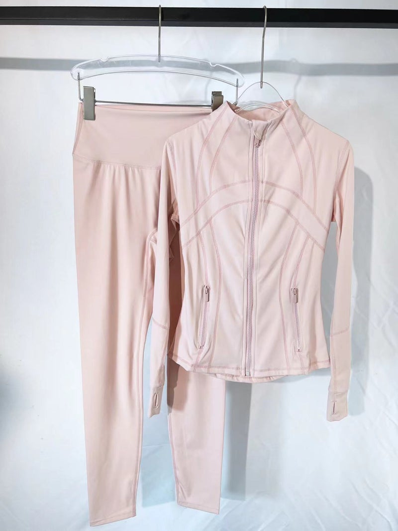 Generic Jacket Womens Sports Jacket Zipper Cardigan Long Sleeve Slim-Fit Running Fitness Top Define Yoga suit Sakura pink jacket suit 