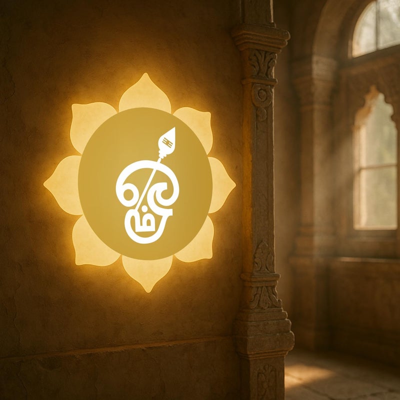 Lamp master Tamil Om LED Wall Light - Gold & Frosted Acrylic | Warm White | Ideal for Temple, Living Room, Bedroom, Pooja Room, Mandir, Shops, Hotel - Image 5