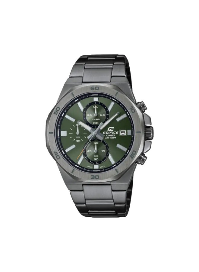 كاسيو ساعة كاسيو إيديفيس للرجال - EFV-640DC-3AVUDF مينا أخضر، سوار رمادي - Image 1