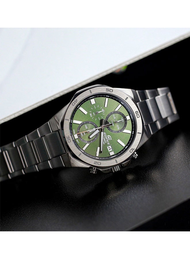 كاسيو ساعة كاسيو إيديفيس للرجال - EFV-640DC-3AVUDF مينا أخضر، سوار رمادي - Image 2