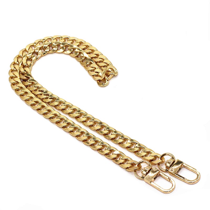 Model Worker DIY Iron Flat Chain Strap Handbag Chains Purse Chain Straps Shoulder Cross Body Replacement Straps with Metal Buckles (31.5", Gold) - Image 1