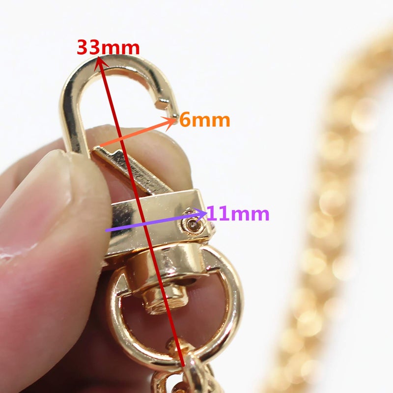 Model Worker DIY Iron Flat Chain Strap Handbag Chains Purse Chain Straps Shoulder Cross Body Replacement Straps with Metal Buckles (31.5", Gold) - Image 4