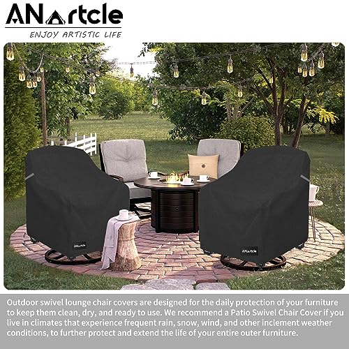 ANartcle Patio Swivel Rocking Chair Cover 2-Pack,100% Waterproof Heavy Duty Outdoor Chair Covers,Patio Furniture Covers Waterproof(27.5 W x 32.5 D x 39 H inches) Black. - Image 5