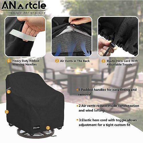 ANartcle Patio Swivel Rocking Chair Cover 2-Pack,100% Waterproof Heavy Duty Outdoor Chair Covers,Patio Furniture Covers Waterproof(27.5 W x 32.5 D x 39 H inches) Black. - Image 4