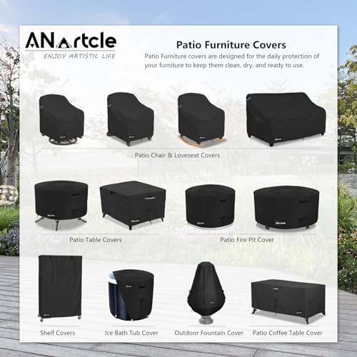 ANartcle Patio Swivel Rocking Chair Cover 2-Pack,100% Waterproof Heavy Duty Outdoor Chair Covers,Patio Furniture Covers Waterproof(27.5 W x 32.5 D x 39 H inches) Black. - Image 2