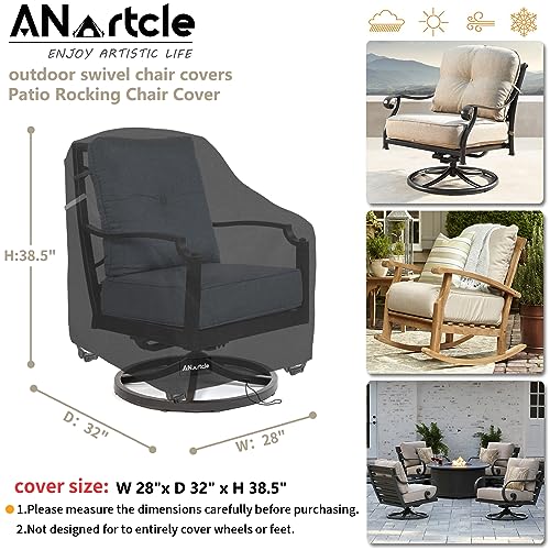ANartcle Patio Swivel Rocking Chair Cover 2-Pack,100% Waterproof Heavy Duty Outdoor Chair Covers,Patio Furniture Covers Waterproof(27.5 W x 32.5 D x 39 H inches) Black. - Image 3