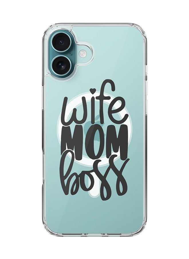 Stylizedd For iPhone 16 Plus Case [Compatible with MagSafe] Slim Magnetic cover Clear Phone Case - Wife Mom Boss - Image 1
