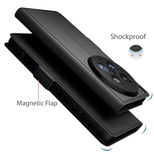 Kapa Noble Slim Magnetic Leather Flip Case Cover for Vivo X200 Ultra | Card Holder Stand Flip Wallet Case (Black) - Image 5