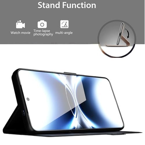 Kapa Noble Slim Magnetic Leather Flip Case Cover for Vivo X200 Ultra | Card Holder Stand Flip Wallet Case (Black) - Image 3
