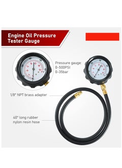 Excefore Oil Pressure Tester Kit and Engine Compression Transmission Fluid Diagnostic Tester Tool Kit, Automotive 500 PSI (35 Bar) Gauge with Hose and Adapters  - Image 2