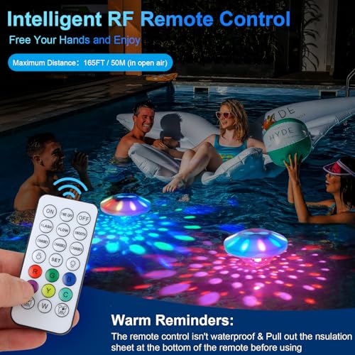 TEPENAR Rechargeable Floating Pool Lights: Remote Control Pool Lights That Float with 6 Dynamic Lighting IP68 Waterproof RGB Upper and Lower Floating Lights for Hot Tub Pool Garden Party 1 Pack - Image 5