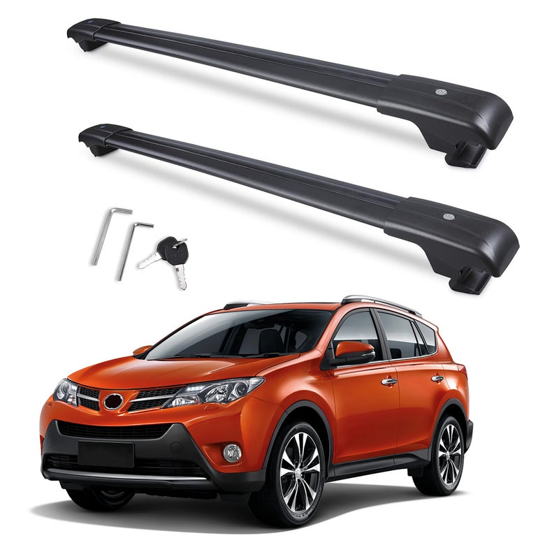 Autekcomma 260lb Loading Weight Heavy Duty Roof Rack CrossBars Replacement for 20132018 Toyota RAV4AntiCorrosionAluminum Black Matte with AntiTheft Locks ONLY FIT Original Side Rail