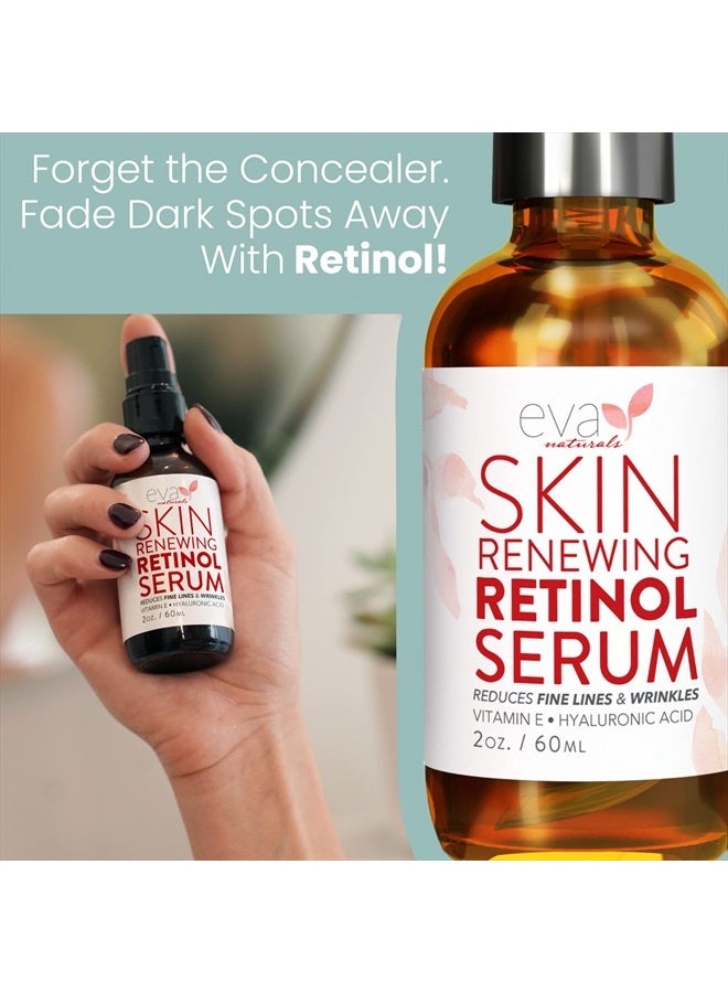 Eva Naturals Retinol Serum for Face with Hyaluronic Acid & Vitamin E - For Anti-Aging, Fine Lines, Wrinkles, Resurfacing, Acne Marks and Scars, Skin Brightening, Dark Spot Correction Night Serum - 2oz - Image 4