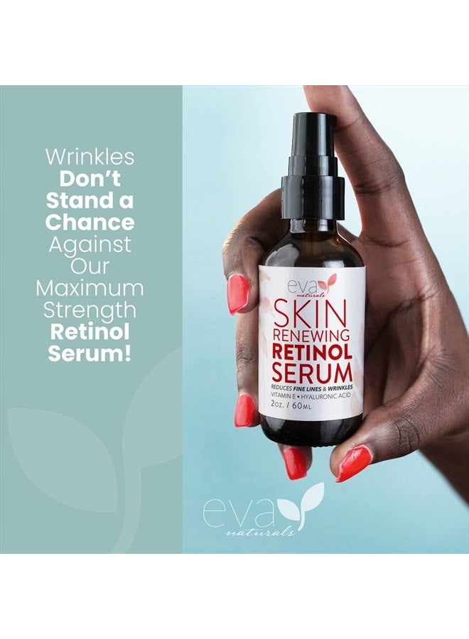 Eva Naturals Retinol Serum for Face with Hyaluronic Acid & Vitamin E - For Anti-Aging, Fine Lines, Wrinkles, Resurfacing, Acne Marks and Scars, Skin Brightening, Dark Spot Correction Night Serum - 2oz - Image 5