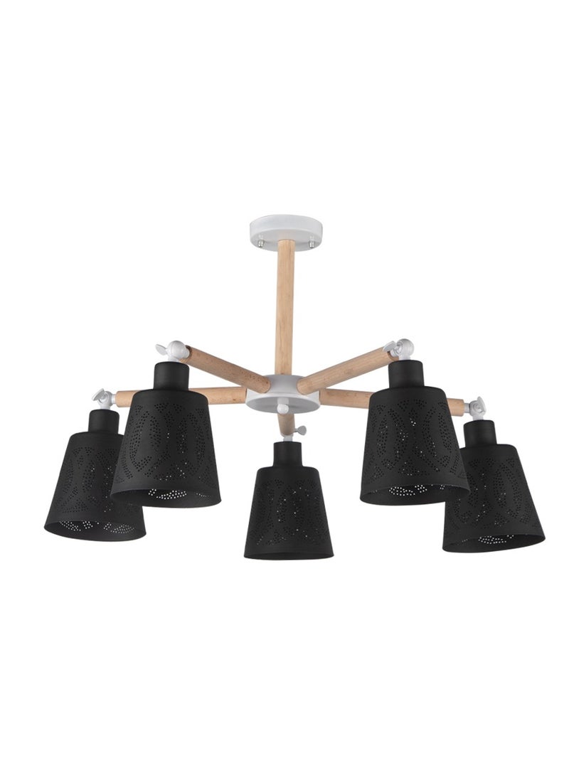 الروضة للإضاءة مصباح سقف مخرم | حديث ديكور LED E27 معلقة مصباح سقف اضاءة داخلية مصباح معلق دلاية سقف مودرن | مناسبة لأي غرفة | : | اللون: أسود | المقاس: 40x63 سم - Image 1