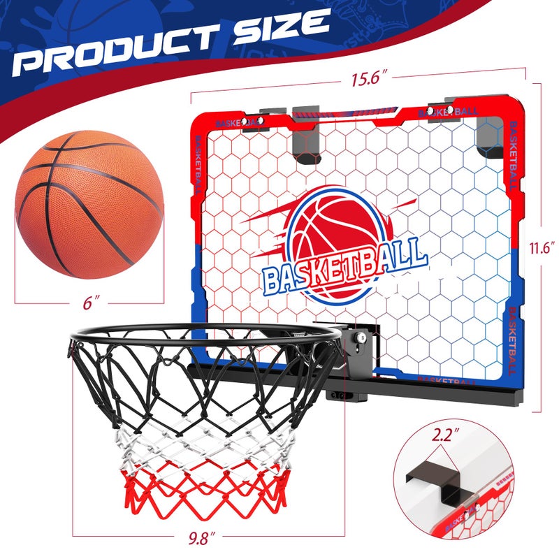 flybakiz Mini Indoor Basketball Hoop,Over The Door Bedroom Office for 3-12 Year Old Kids Boys Birthday Christmas - Image 4