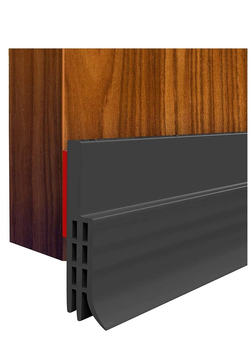 Y&D Adhesive Under Door Sweep Weather Stripping Soundproof Rubber Bottom Seal with Wider Strong for Interior Exterior Doors Guard Against Drafts Dust Noise Animals 1M Black - Image 1