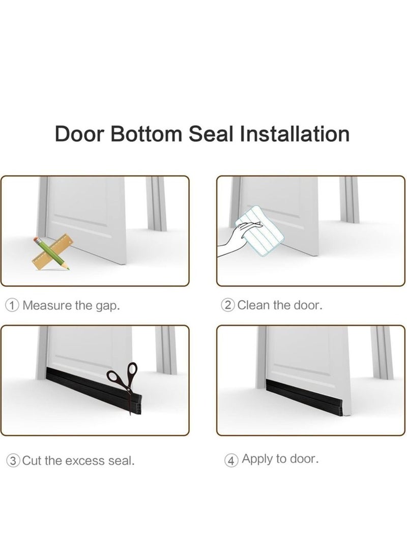 Y&D Adhesive Under Door Sweep Weather Stripping Soundproof Rubber Bottom Seal with Wider Strong for Interior Exterior Doors Guard Against Drafts Dust Noise Animals 1M Black - Image 5