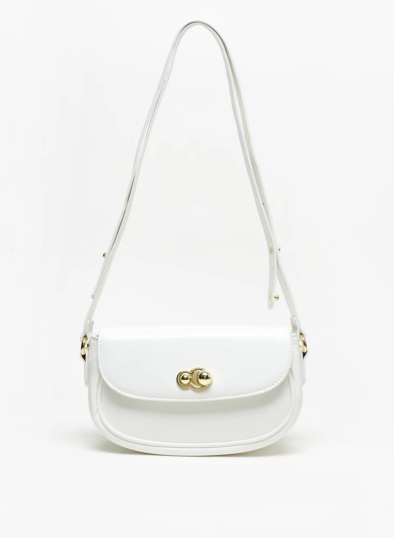 Flora Bella Solid Crossbody Bag with Adjustable Strap and Button Closure
