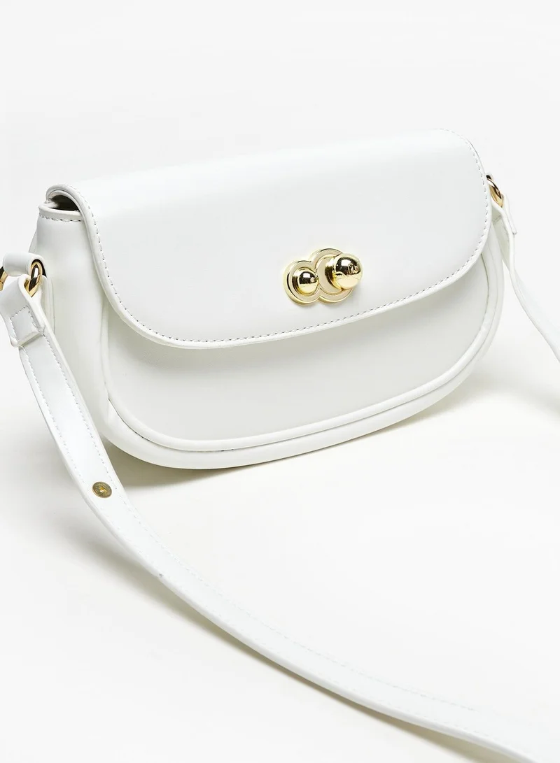 Flora Bella Solid Crossbody Bag with Adjustable Strap and Button Closure