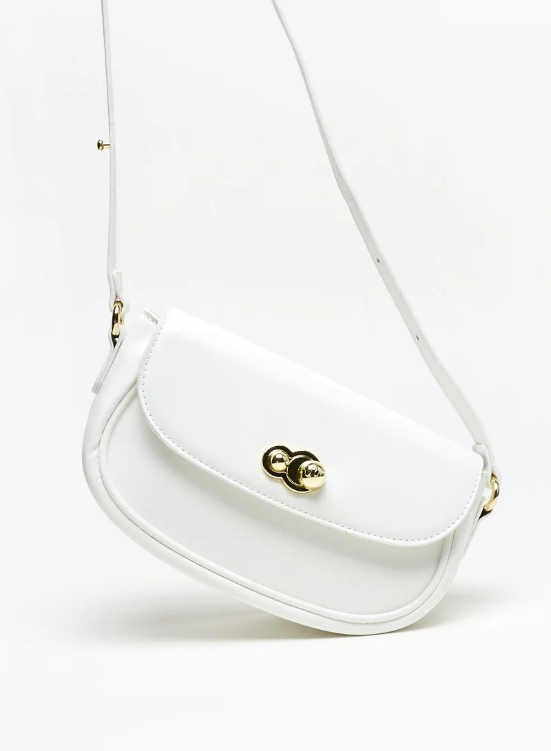 Flora Bella Solid Crossbody Bag with Adjustable Strap and Button Closure