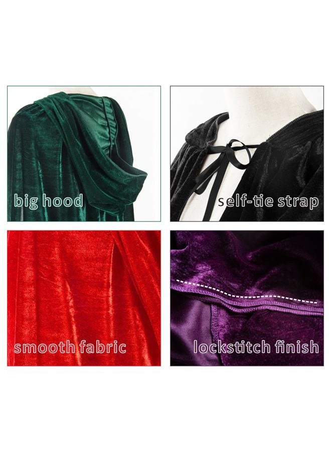Mayplous Halloween Costumes Women Men Cosplay Long Cape Cloak Fancy Dress for Role Play (Red, 150cm / 59") - Image 3
