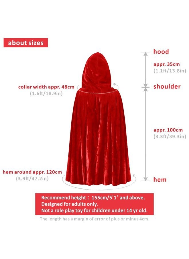 Mayplous Halloween Costumes Women Men Cosplay Long Cape Cloak Fancy Dress for Role Play (Red, 150cm / 59") - Image 2