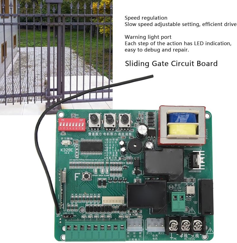 يوسو 110 فولت لوحة تحكم محرك فاتح الباب المنزلق مع حافة أمان ومؤشرات LED - Image 5