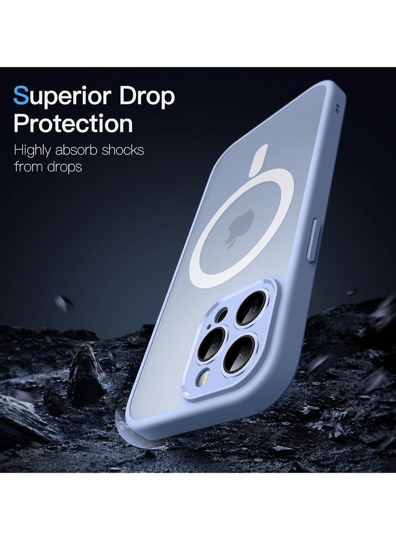 Magnetic Case for iPhone 15 Pro 6.7-Inch, Compatible with MagSafe, Translucent Matte Back Camera Lens Full Protection Slim Shockproof Phone Cover (Sky Blue) - Image 2