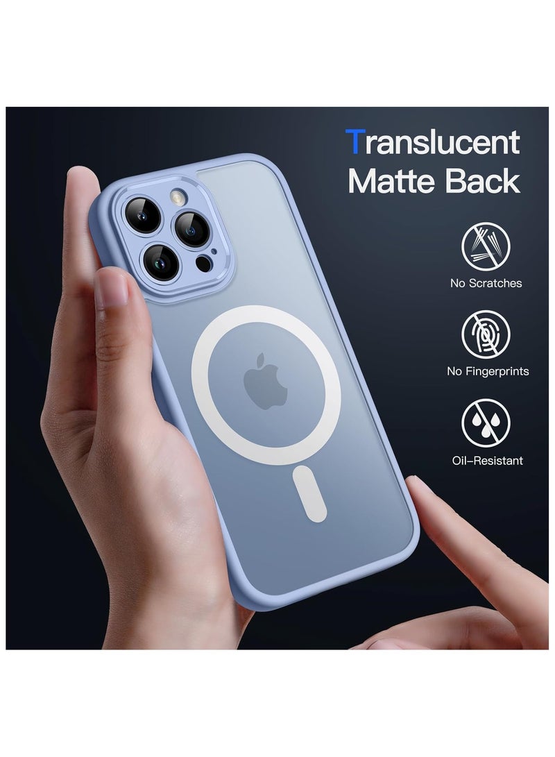 Magnetic Case for iPhone 15 Pro 6.7-Inch, Compatible with MagSafe, Translucent Matte Back Camera Lens Full Protection Slim Shockproof Phone Cover (Sky Blue) - Image 4