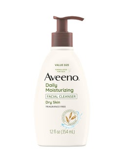 Aveeno Aveeno Daily Moisturizing Facial Cleanser for Dry Skin, Gentle Face Cleanser with Soothing Oat for Skin that Feels Soft & Supple, Removes Dirt, Oil and Impurities, Fragrance Free, 12 FL OZ  - Image 1