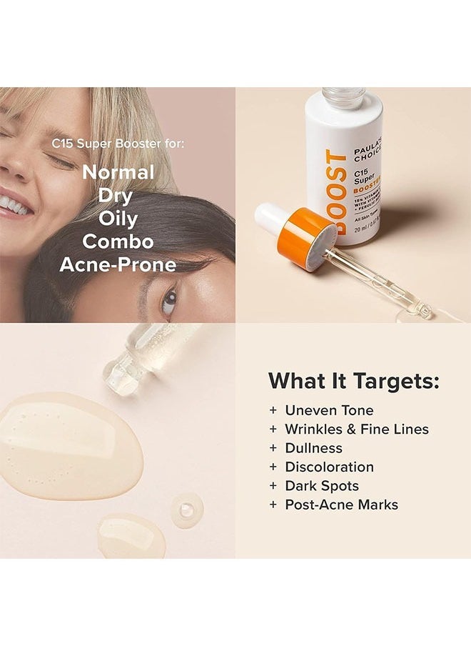PAULA'S CHOICE - Paula's Choice C15 Super Booster 20ml, 15% Vitamin C with Vitamin E+Ferulic Acid Suitable For All Skin Types, Brightens a Dull Complexion and Fades Brown Spots, Improves Appearance of Fine Lines - Image 1