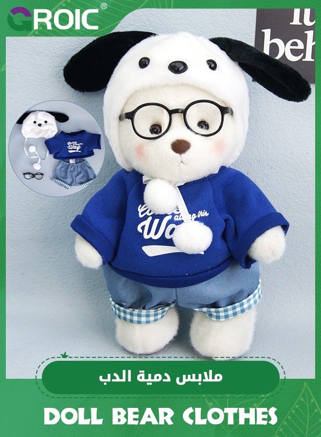 GROIC 4 Pcs Joint Teddy Bear Doll Clothes, 30CM Plush Doll Clothes Set, Cute Stuffed Animal Clothing Accessories Gift for Kids Girls Women Birthday (Cute Dog Suit, No Bear) - Image 1