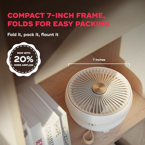 NUUK Folde V2 Personal Rechargeable Fan For Travel|Folds 180° & Fits In Any Bag|Cordless,7-Inch|16 Hr Run Time,4 Wind Speeds|Super Silent BLDC Motor|For Hiking,Picnics,Beach,Camping - Image 3