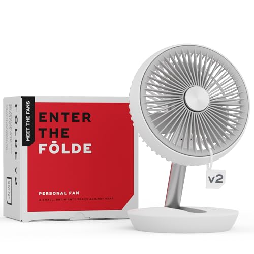 NUUK Folde V2 Personal Rechargeable Fan For Travel|Folds 180° & Fits In Any Bag|Cordless,7-Inch|16 Hr Run Time,4 Wind Speeds|Super Silent BLDC Motor|For Hiking,Picnics,Beach,Camping - Image 1