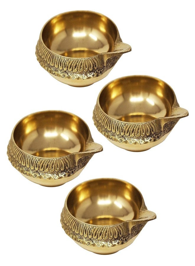 KRATI EXPORTS 4 قطع من النحاس Kuber Diya مجموعة Diwali Diyas Pooja مصباح الزيت الهندي التقليدي ديباك (متوسط) - Image 1
