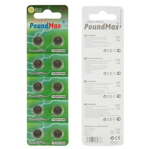 PoundMax 10 x AG13 LR44 1.5 V Alkaline Button Cell Battery - Image 1
