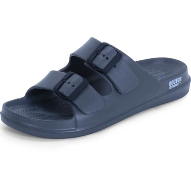 Men's everyday flip flops for casual wear, EVA foam material, black color, lightweight comfort and anti-skid waterproof sole with adjustable buckle strap - Image 1