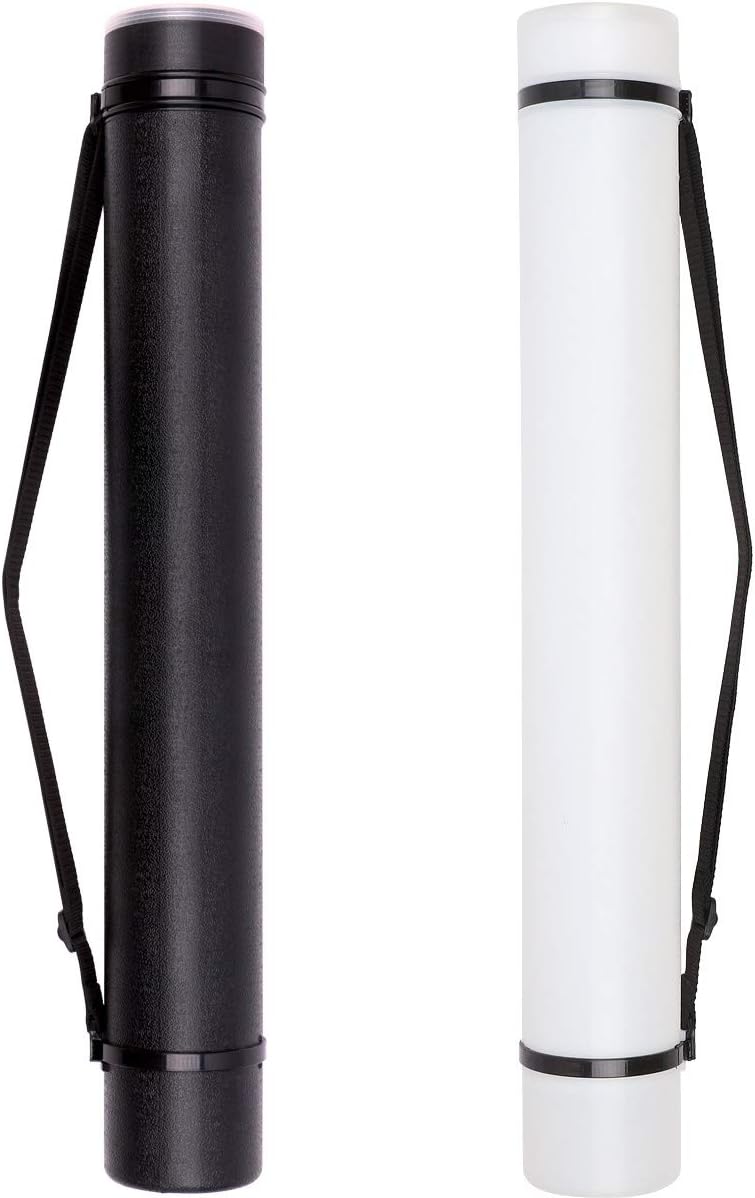 TRANSON 2-pack Durable Poster Storage Tube with Straps 24"-40" Extendable for Blueprints, Artwork, Maps, Posters - Image 1