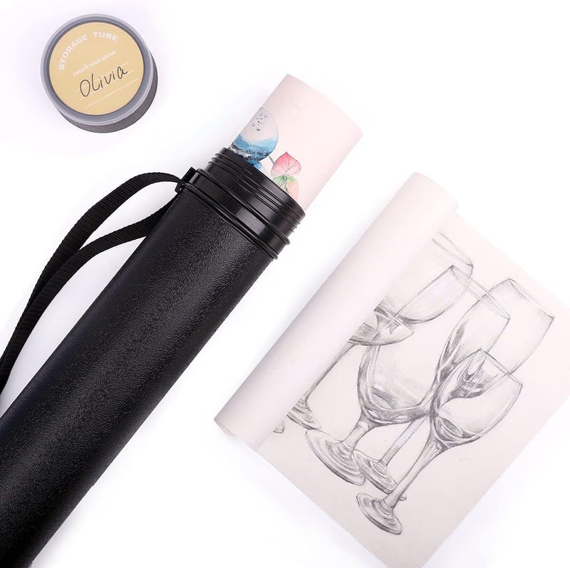 TRANSON 2-pack Durable Poster Storage Tube with Straps 24"-40" Extendable for Blueprints, Artwork, Maps, Posters - Image 5